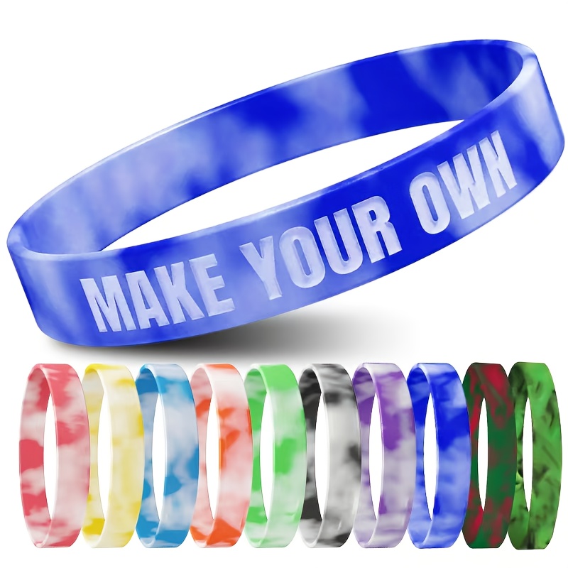 61pcs Custom Silicone Bracelets with Letter Patterns